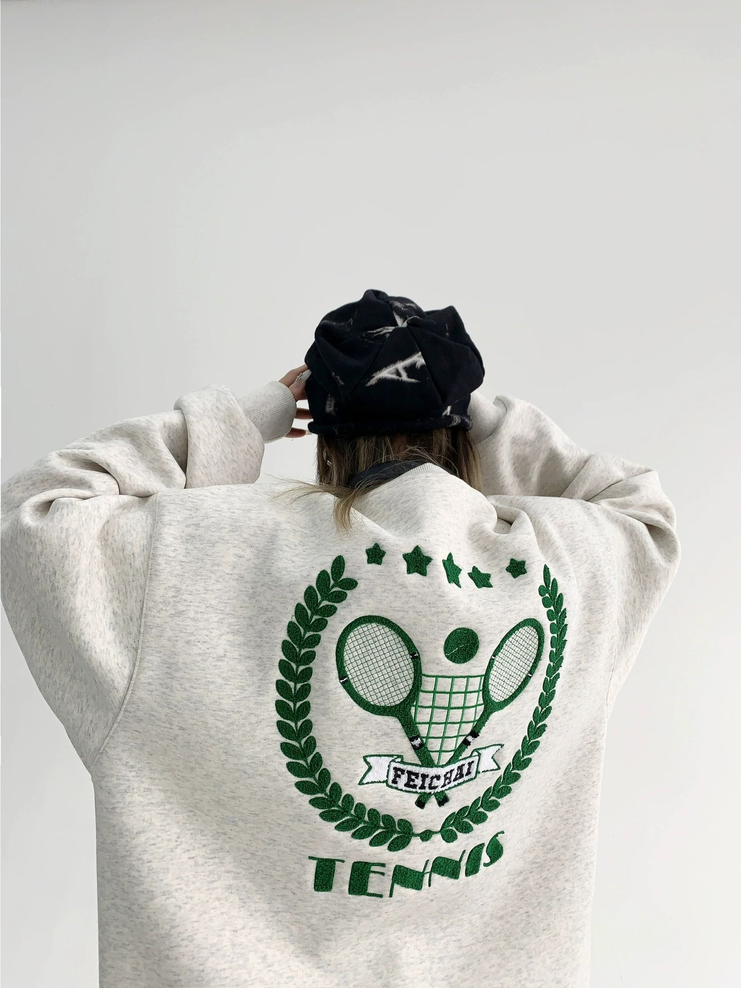 Letter Embroidered Tennis Sweater
