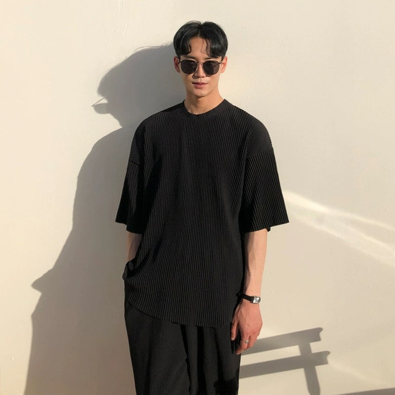 Oversized Straight Line Pattern Tee