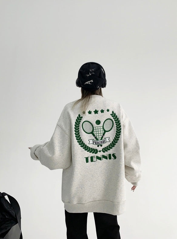 Letter Embroidered Tennis Sweater