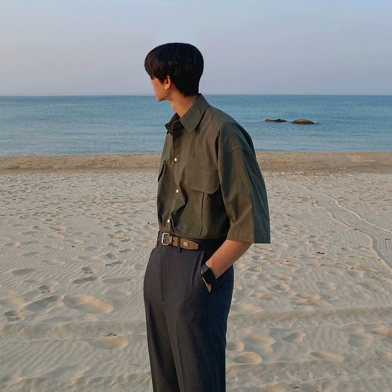 Double Pattern Pocket Short-Sleeve Shirt