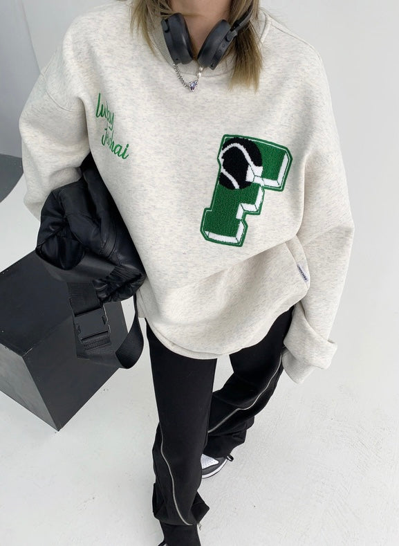 Letter Embroidered Tennis Sweater