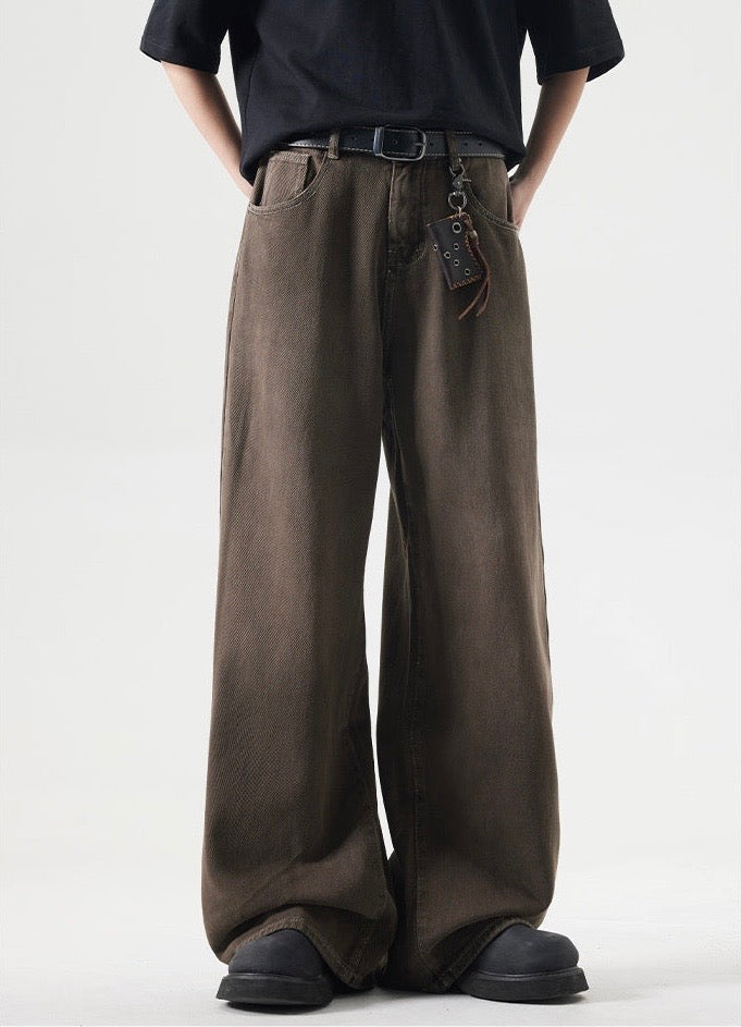 Brown Washed Distressed Jeans