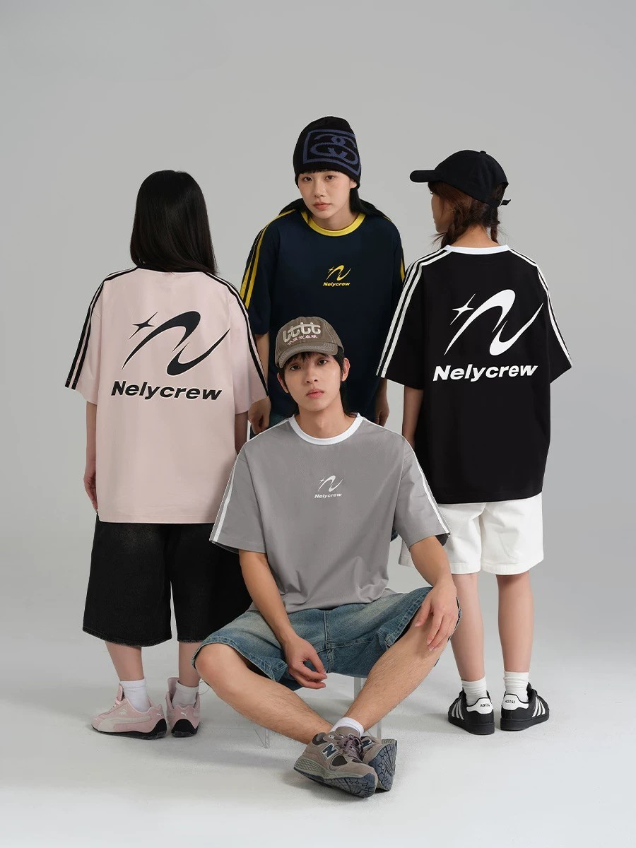 American striped short sleeve T-shirt