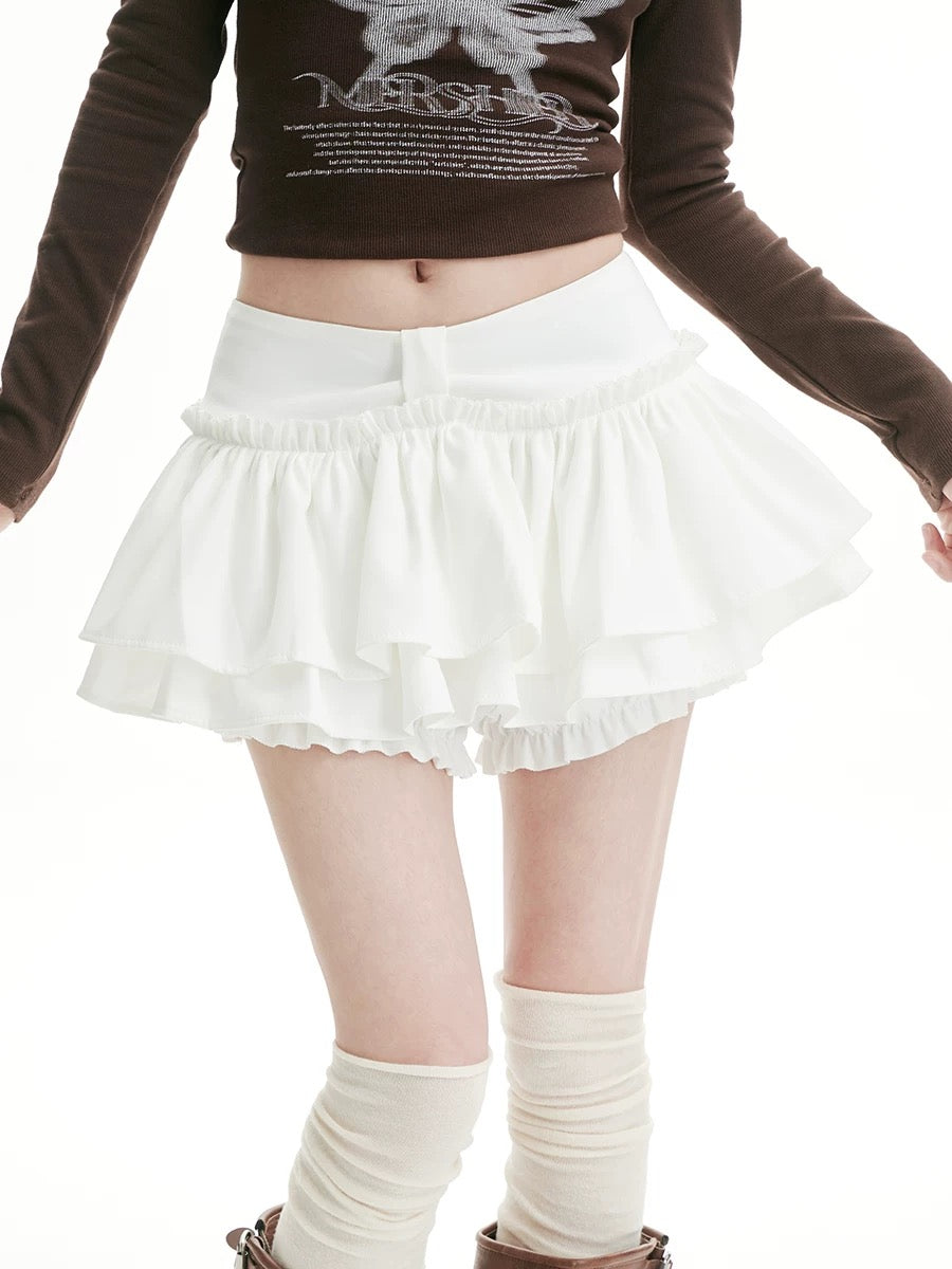 Layered ruffle mini skirt