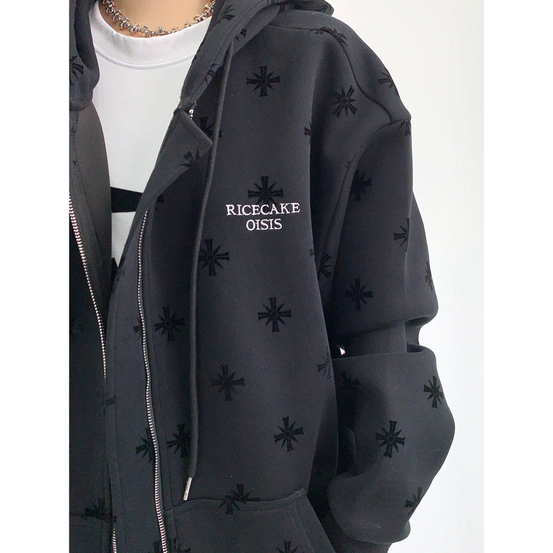 Highend niche thickened zipper jacket loose hoodie