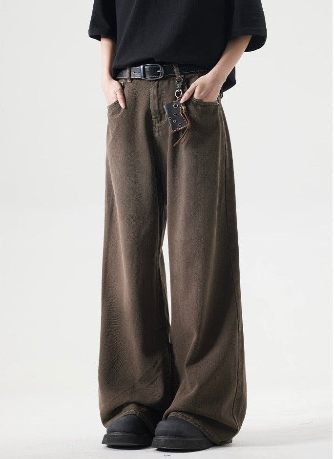 Brown Washed Distressed Jeans