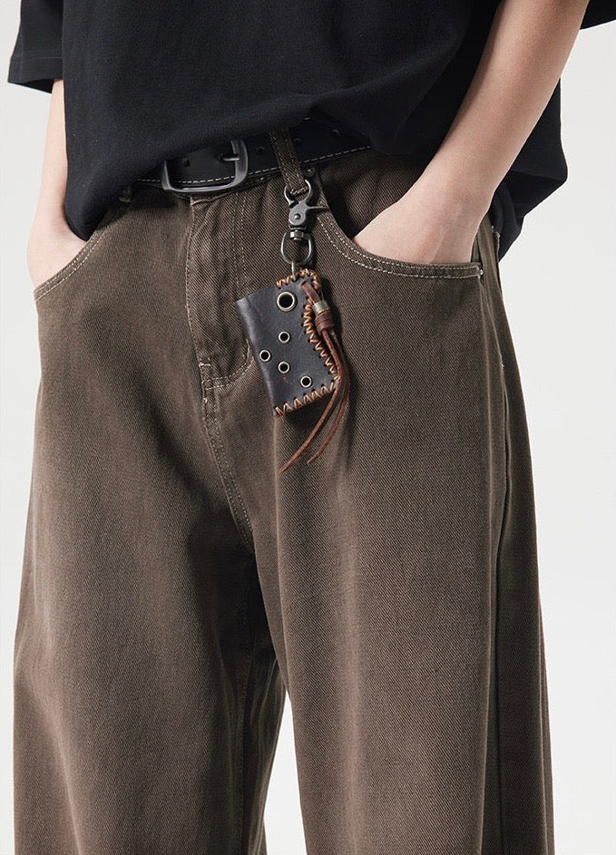 Brown Washed Distressed Jeans