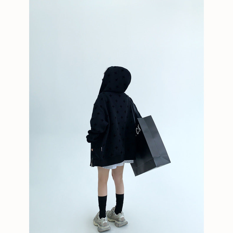 Highend niche thickened zipper jacket loose hoodie