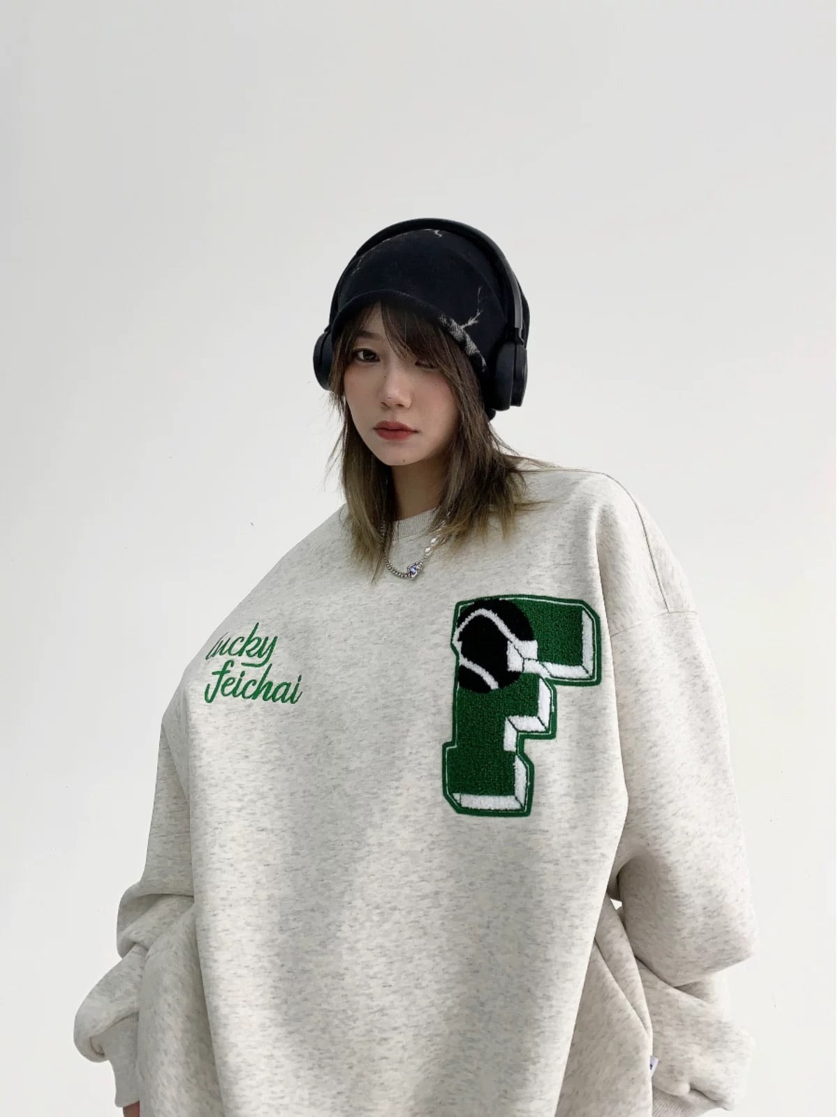 Letter Embroidered Tennis Sweater