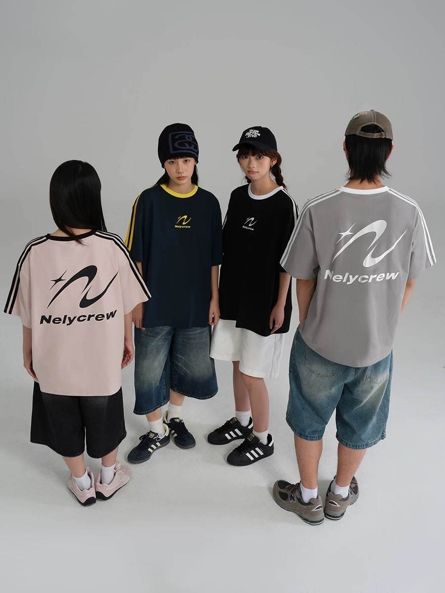 American striped short sleeve T-shirt
