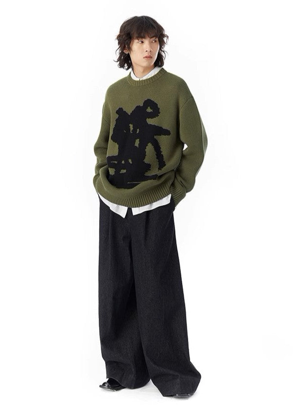 Sneaky Knitted Crewneck Sweater Loose Top