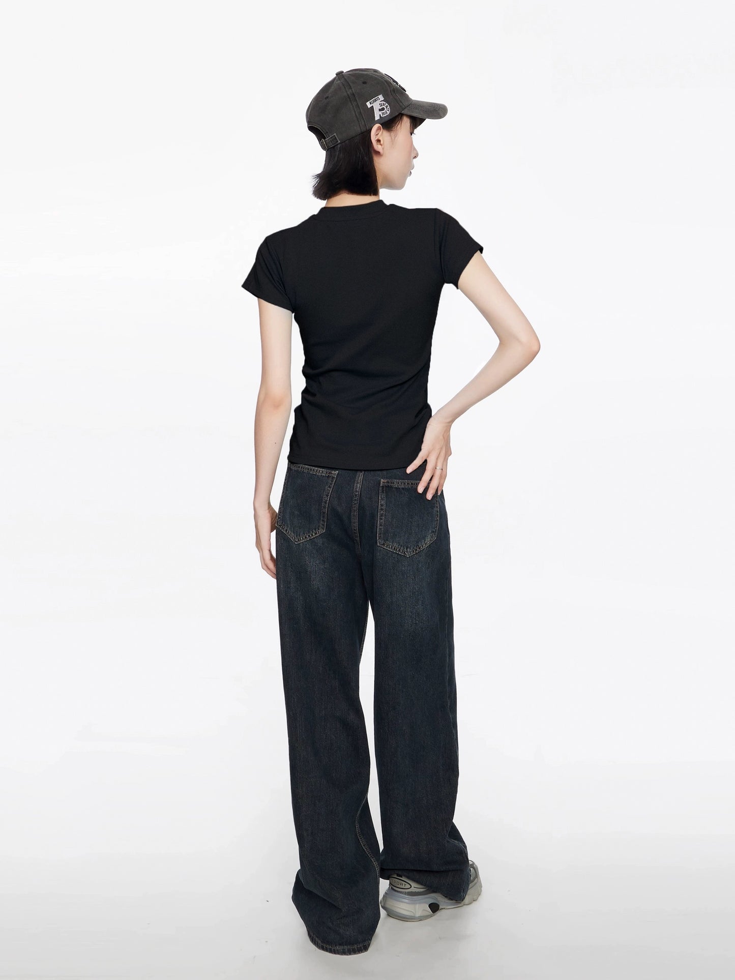 Black Bow Slim Fit Top