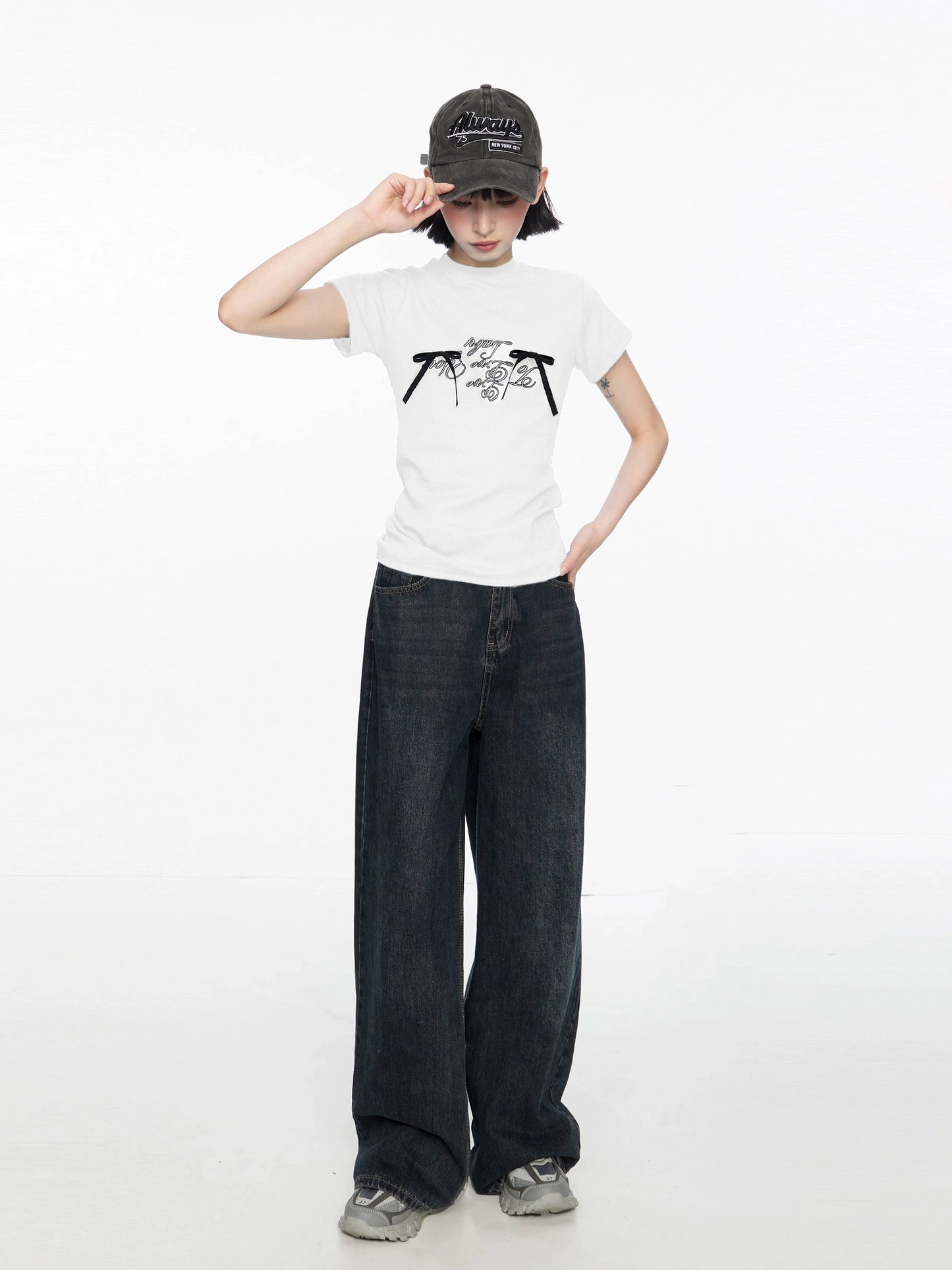 Bow Letter Slim Fit Baby Tee