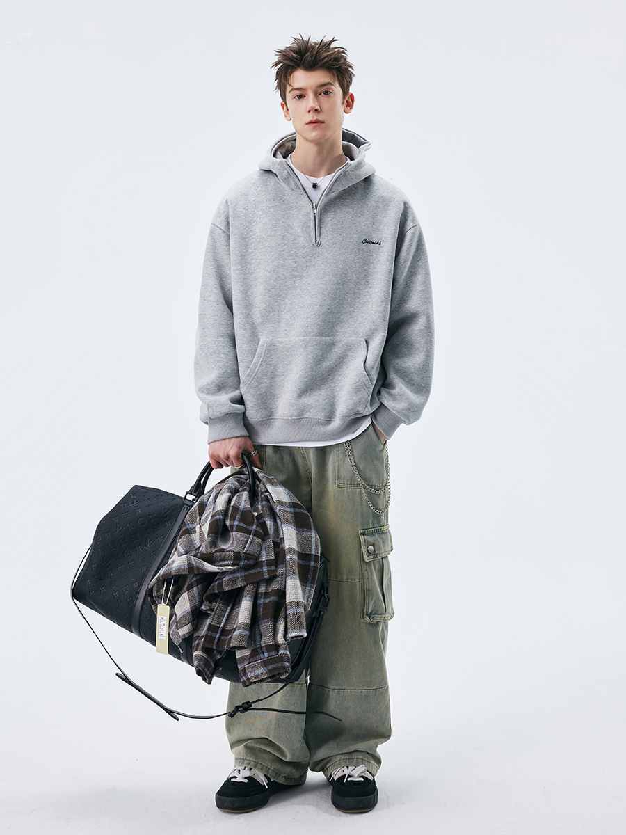 Oversize Half Zip Catteeius Hoodie