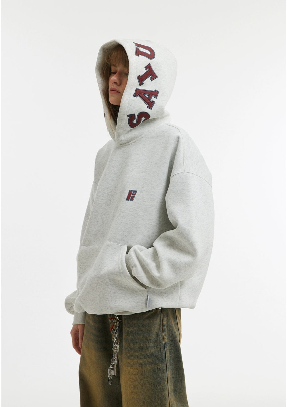Unisex Heavy Contrast Letter Patch Embroidered Hoodie