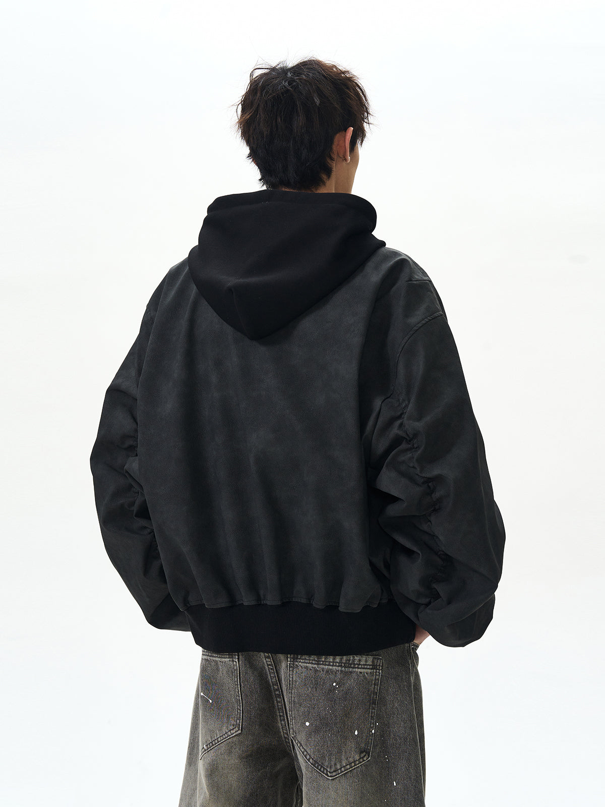 Double Layer Hooded Flight Bomber Jacket