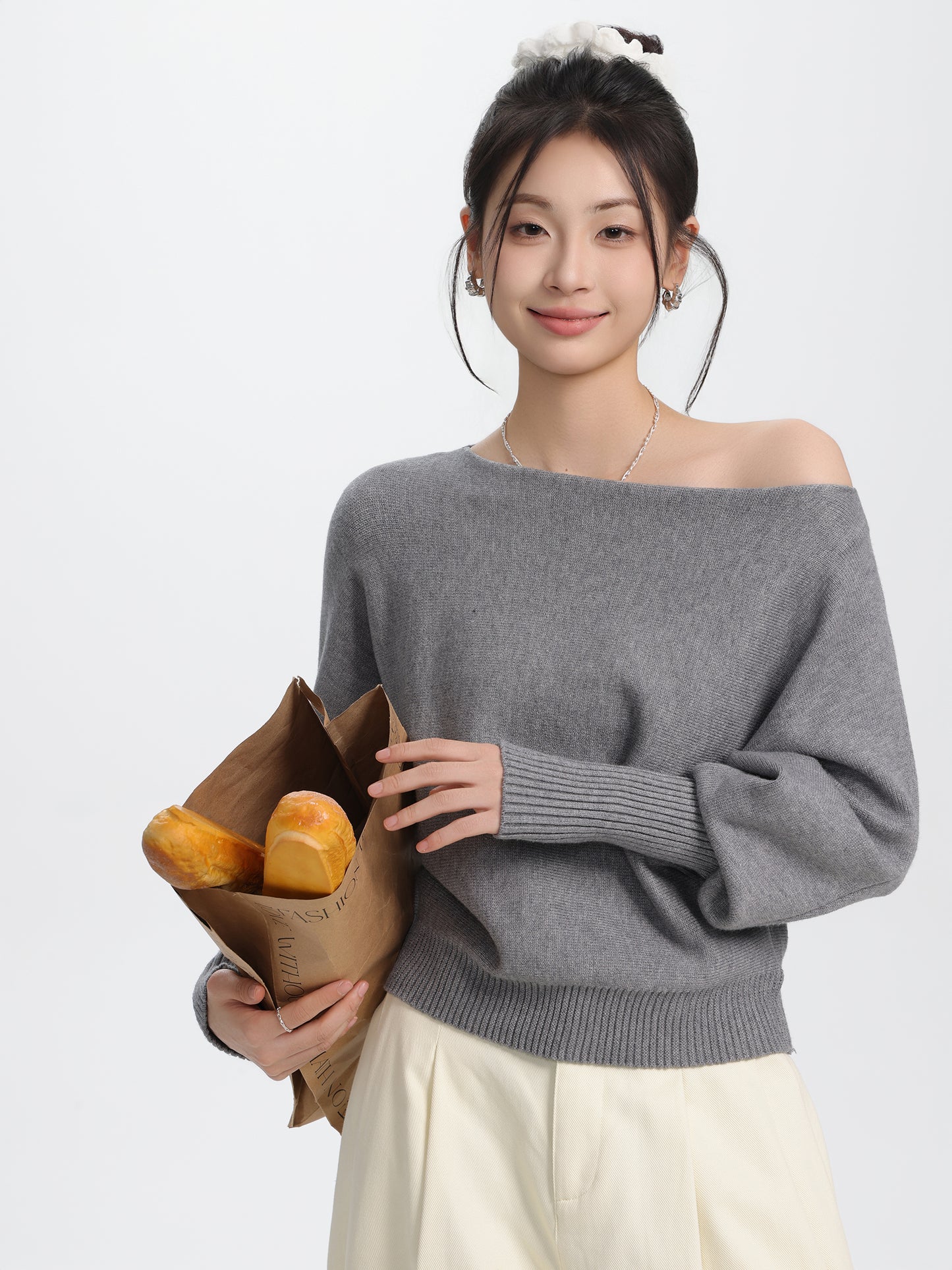 Loose Off-Shoulder Knit Sweater