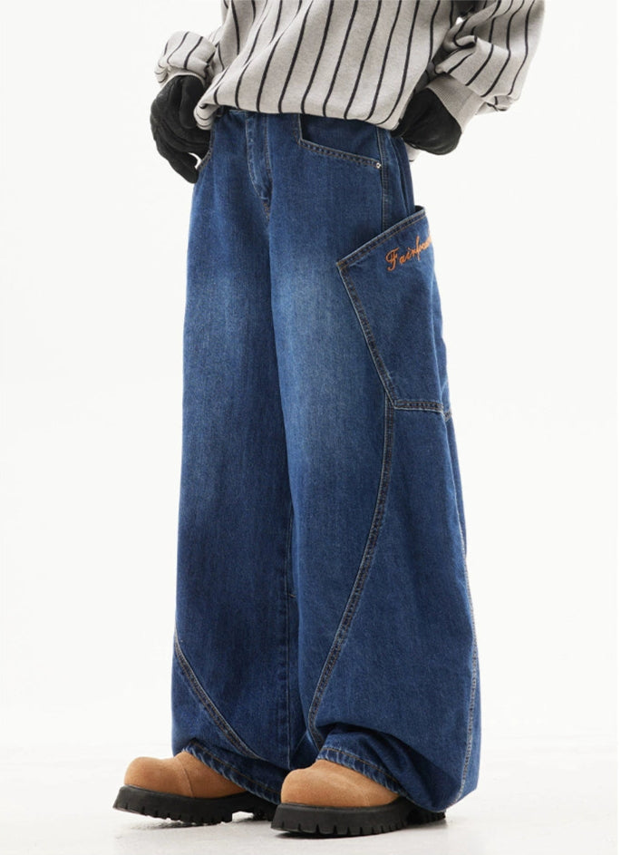 Wide Side Pocket Cropped Wide Jeans