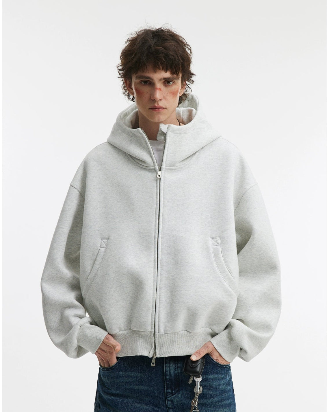 Solid Collar Heavy Weight Hoodie Jacket