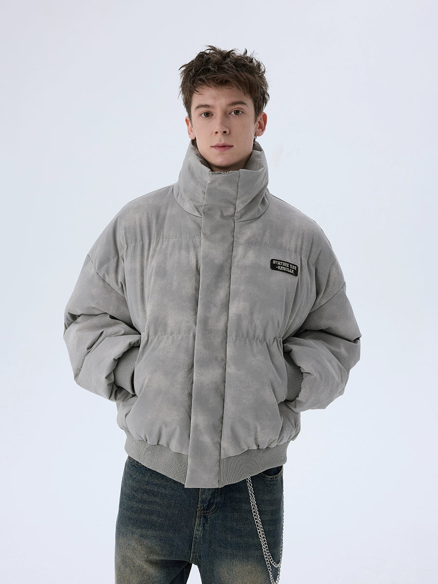 Tie-Dye Distressed Puffer Jacket