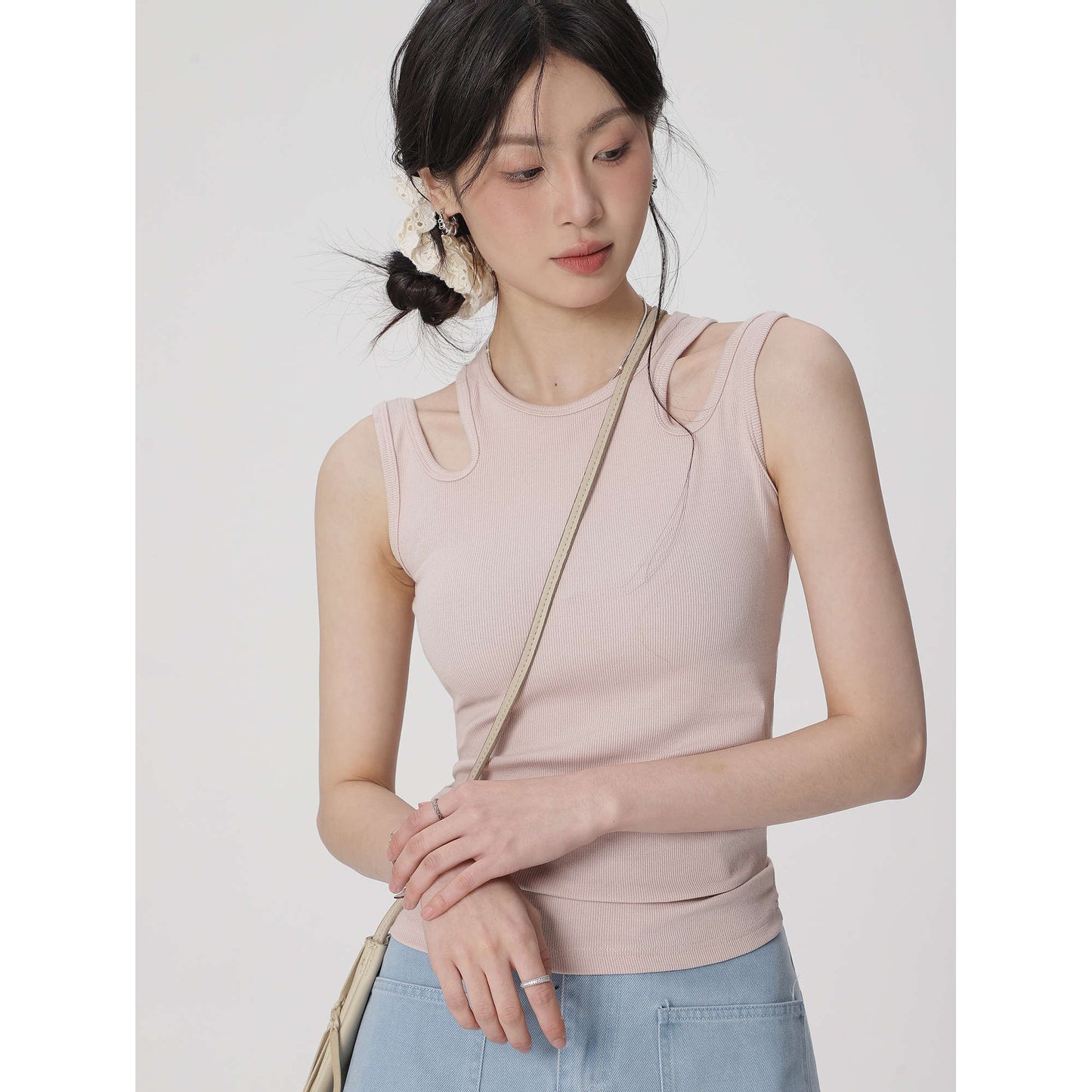 Cutout Inner Layer Stretchable Mini Top