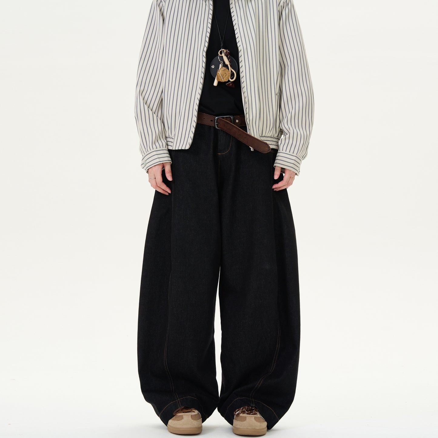 Vintage Straight Loose Denim Black Wide-Leg Jeans