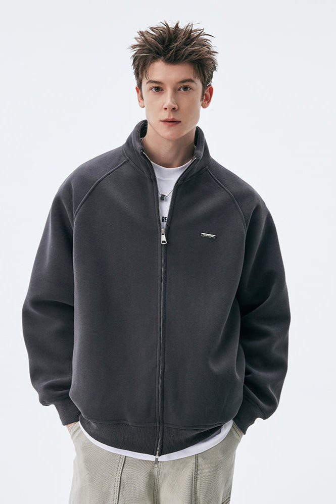 Stand Collar Zip Up Casual Cardigan