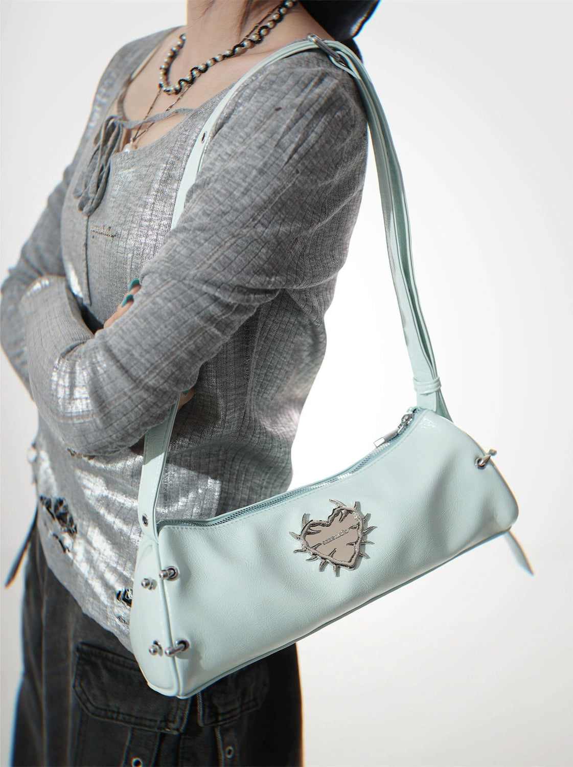 Heart of Thorns Armpit Baguette Crossbody Bag