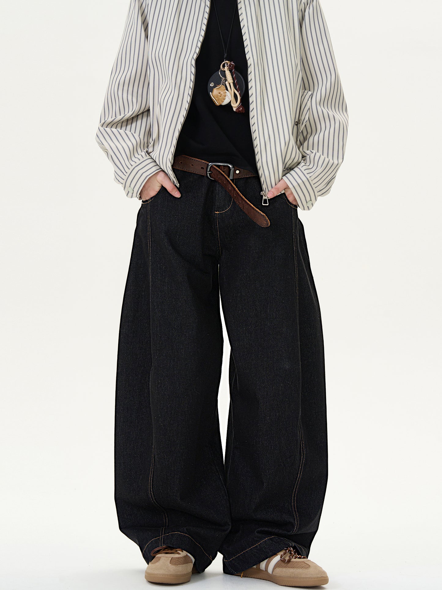 Vintage Straight Loose Denim Black Wide-Leg Jeans