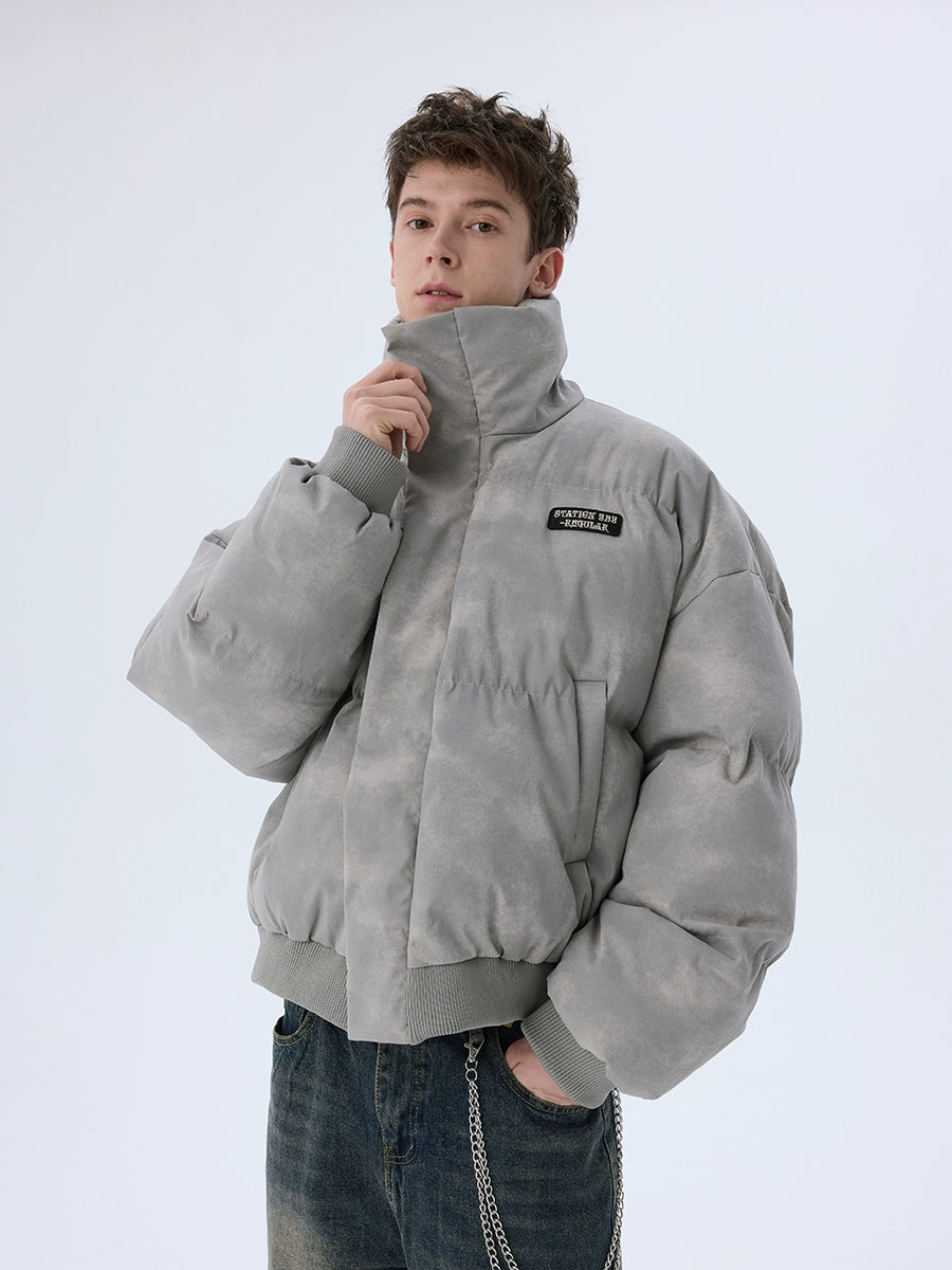 Tie-Dye Distressed Puffer Jacket