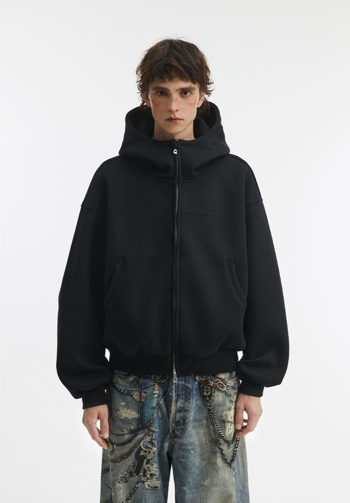 Solid Collar Heavy Weight Hoodie Jacket
