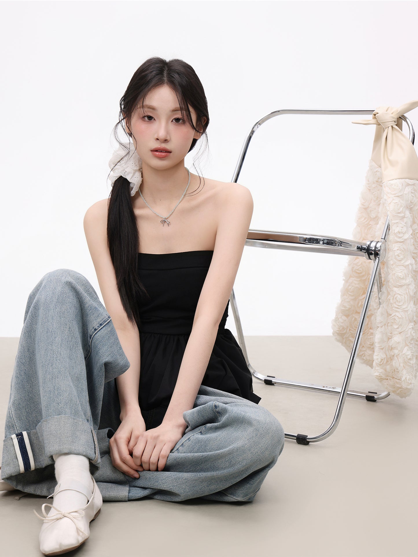 Black Slim Bud Sleeveless Mini Top