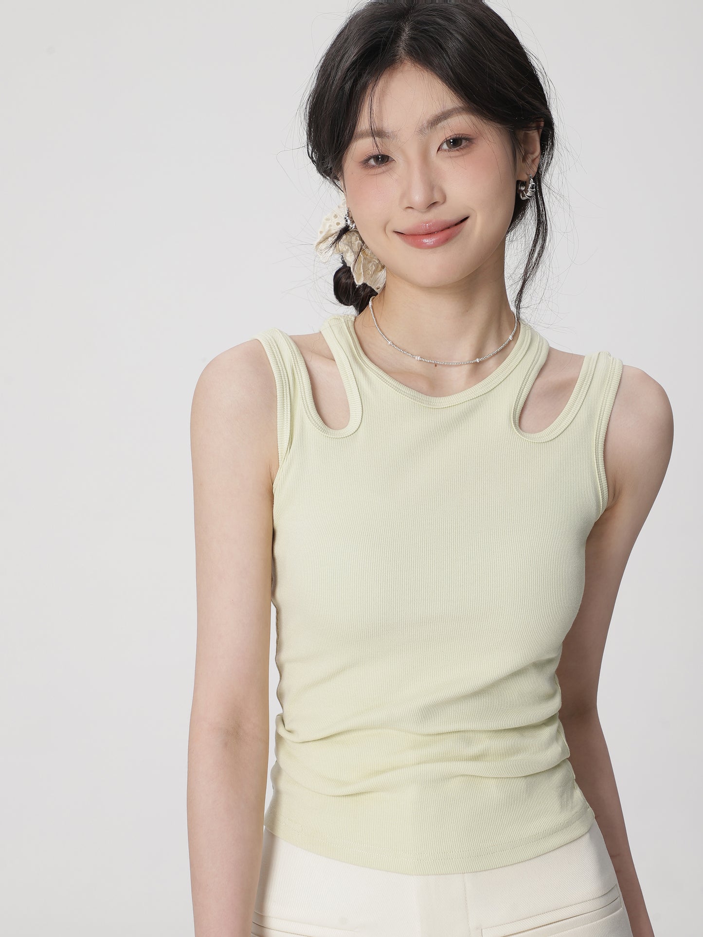 Cutout Inner Layer Stretchable Mini Top
