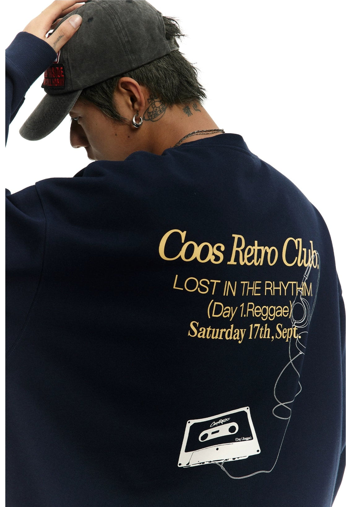 CoosRetro 420g Loose Print Crew Neck Sweater