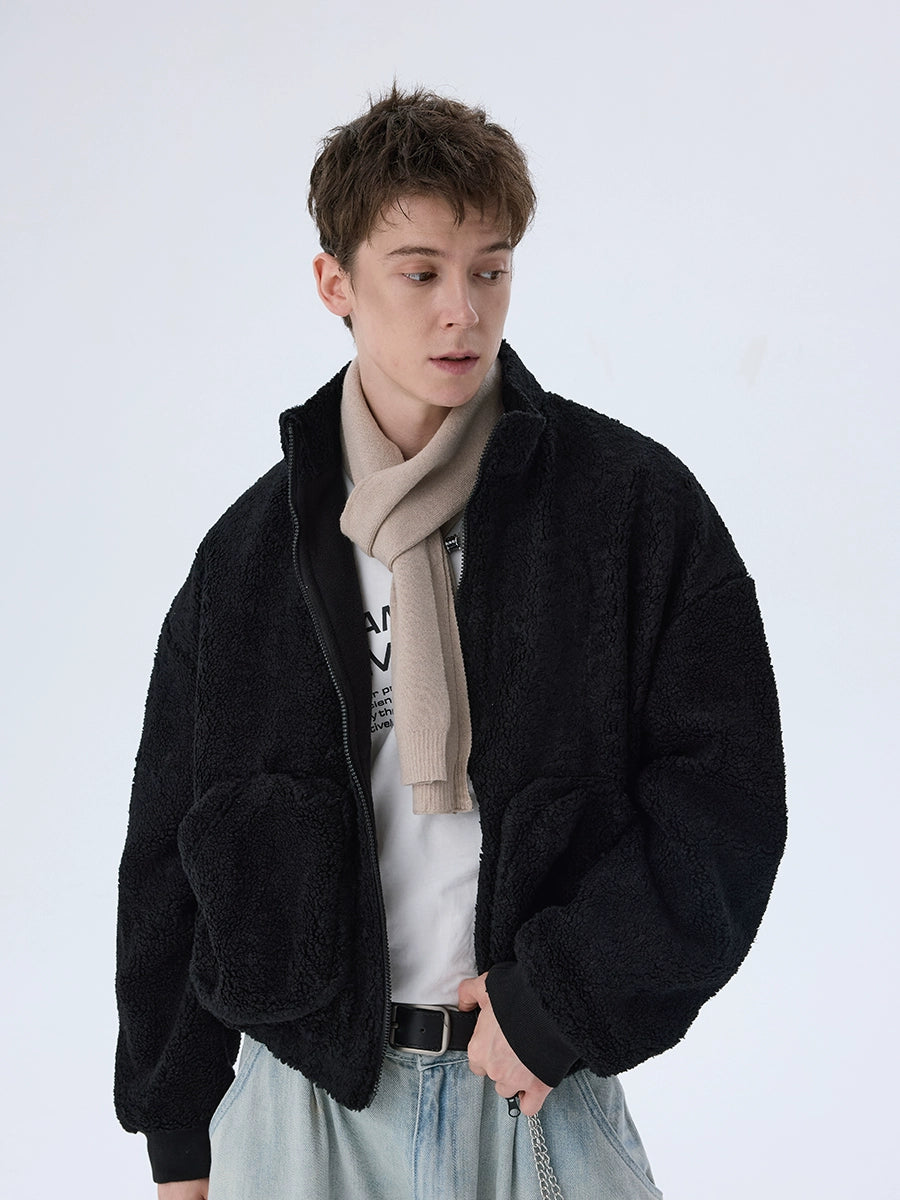 Fluffy Yarn Fleece Zip Up Jacket
