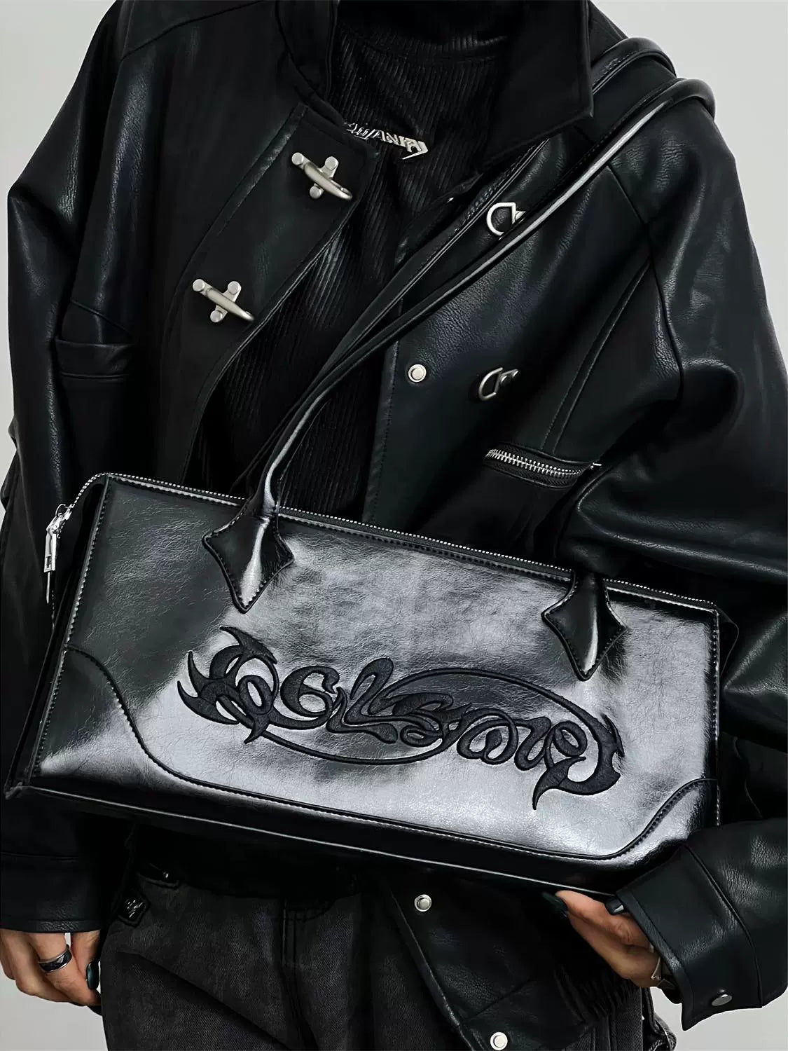 Dark Style Embroidery Armpit Baguette Bag