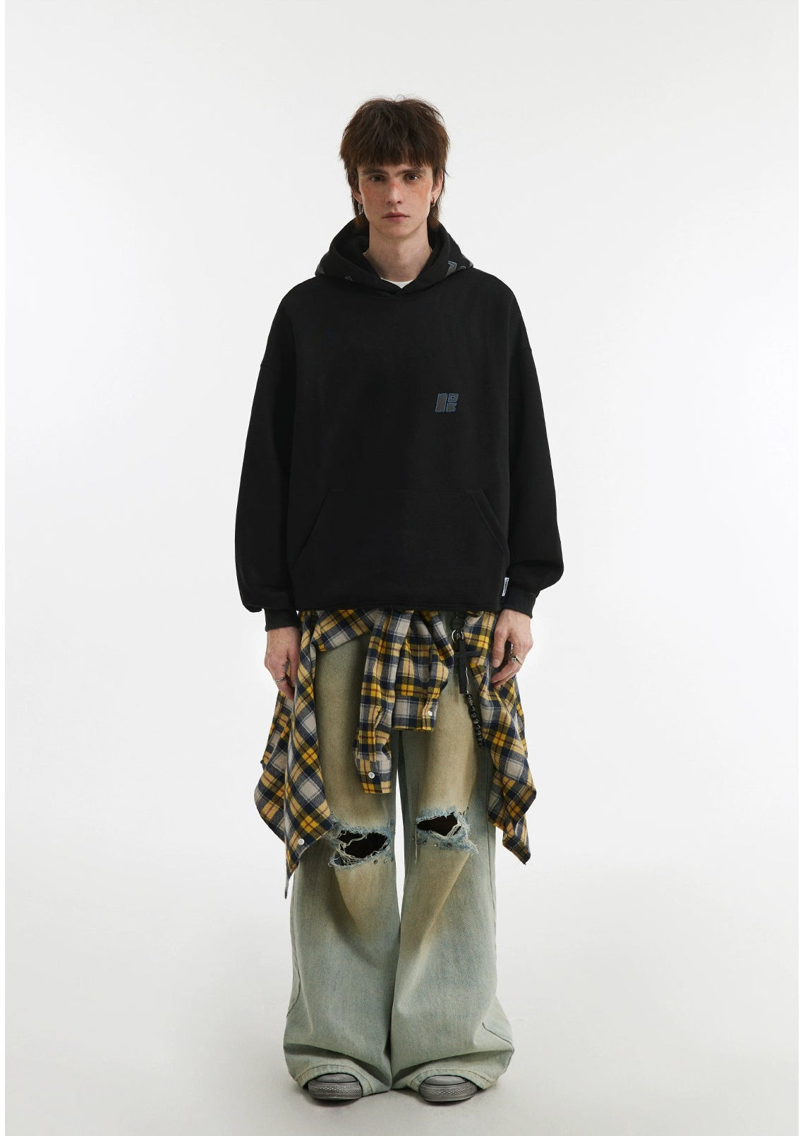 Unisex Heavy Contrast Letter Patch Embroidered Hoodie