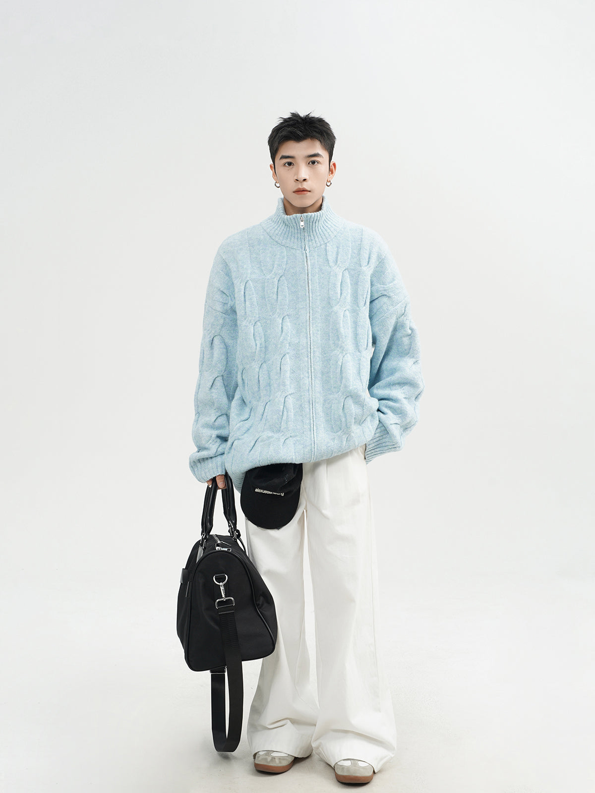Semi-turtleneck Heavy Spring Cardigan Sweater
