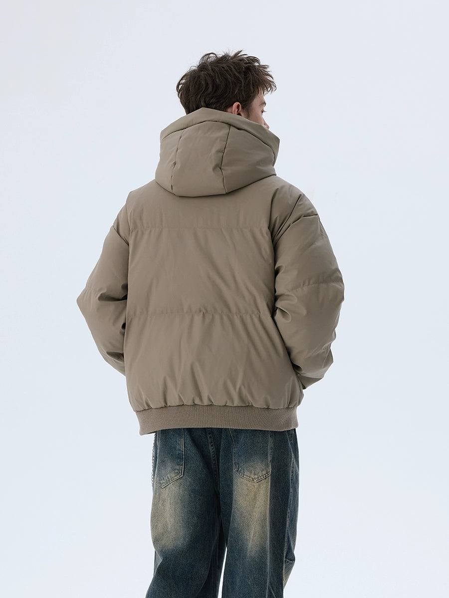 Thickened Solid Collar Hooded Puffer Jacket