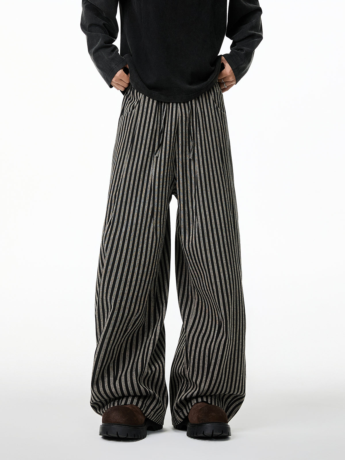 Vertical Striped Slacks Straight-leg Pants