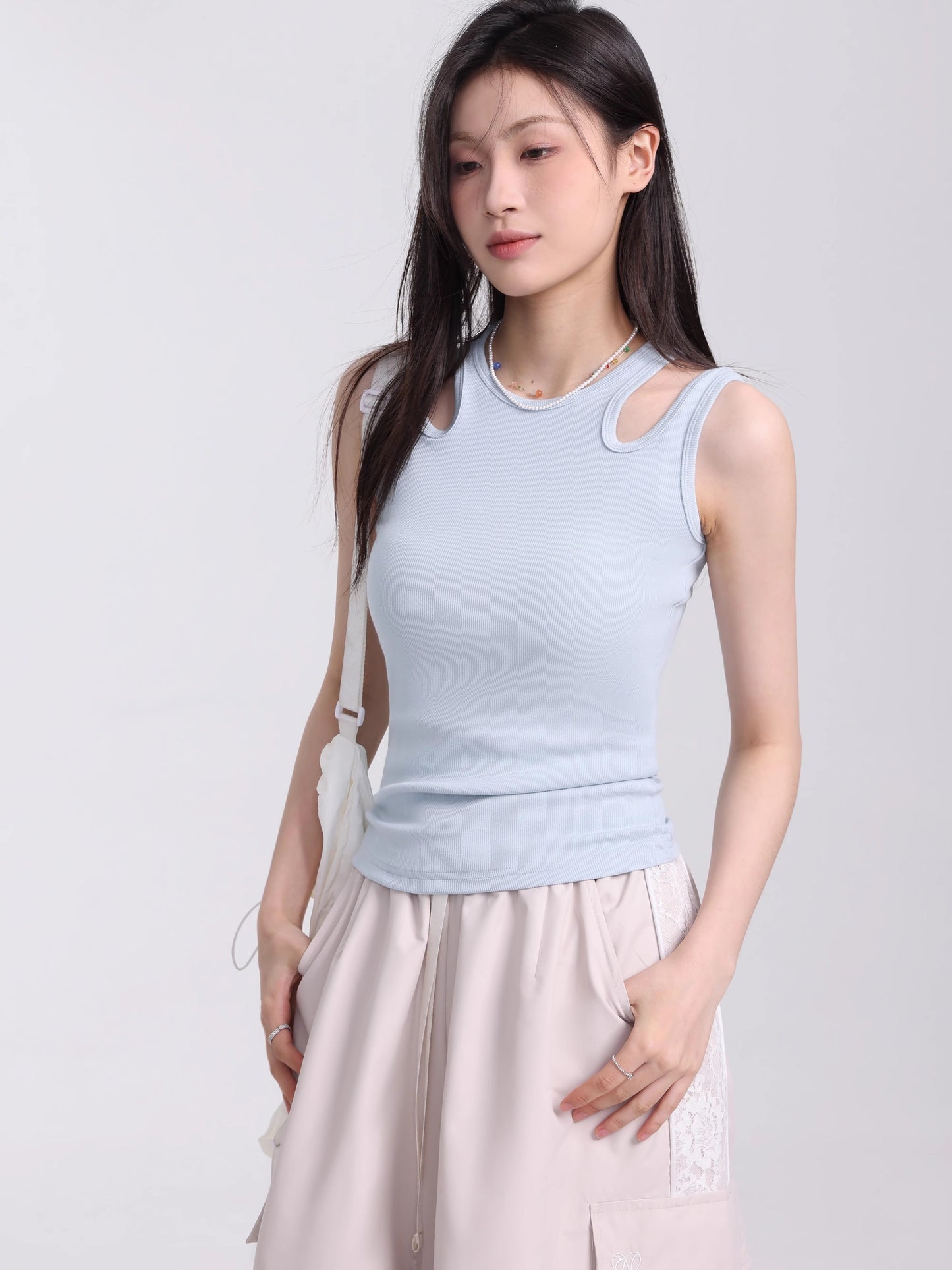 Cutout Inner Layer Stretchable Mini Top