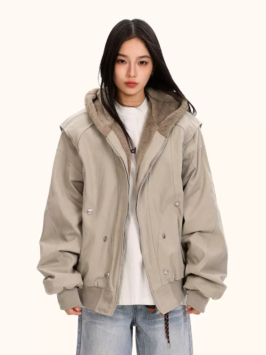 Carved Hooded Fleece Jacket