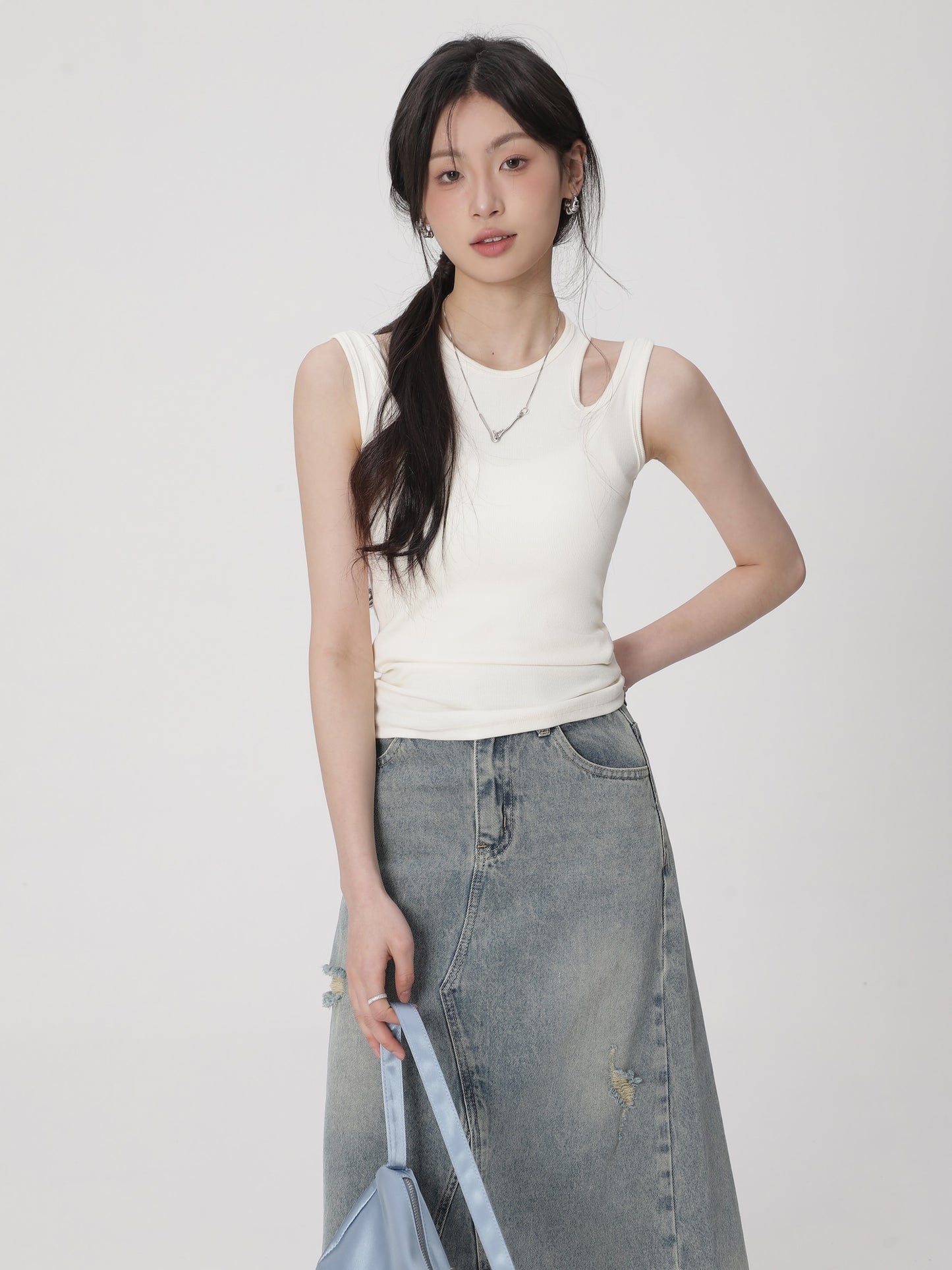 Cutout Inner Layer Stretchable Mini Top