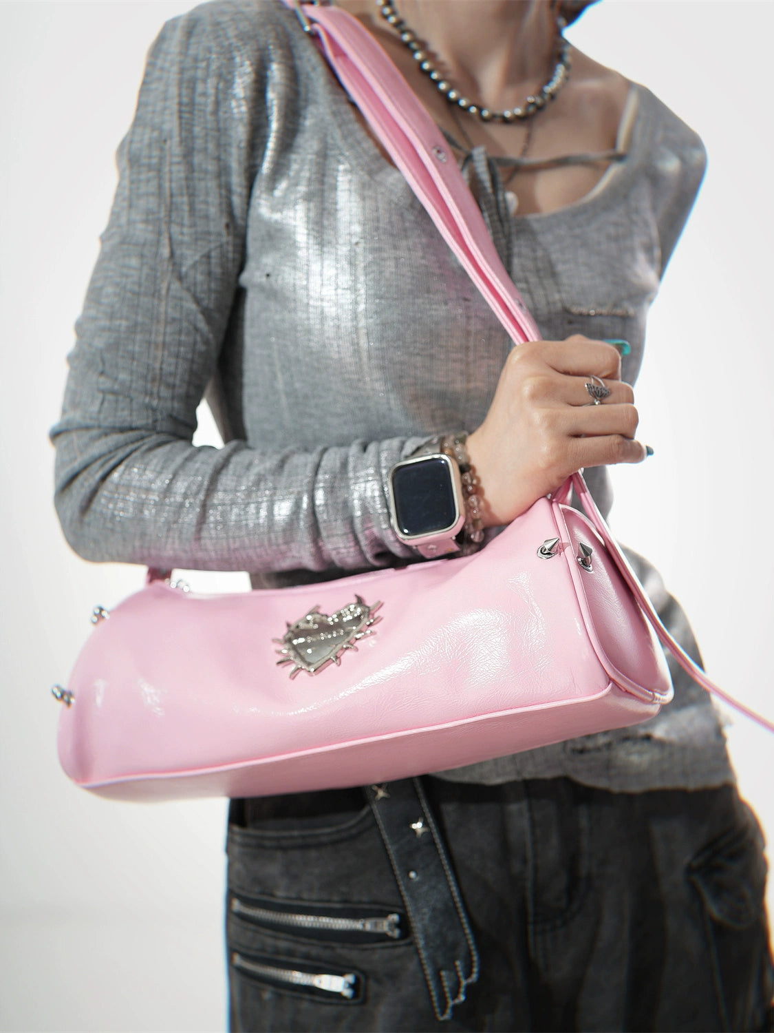 Heart of Thorns Armpit Baguette Crossbody Bag