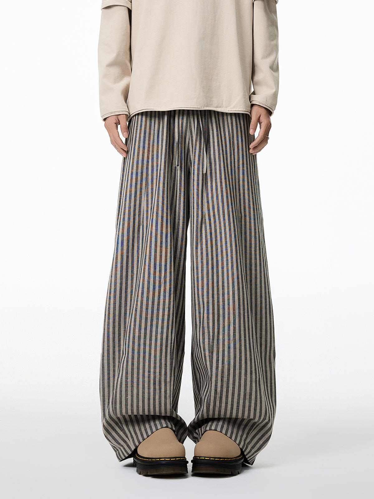Vertical Striped Slacks Straight-leg Pants