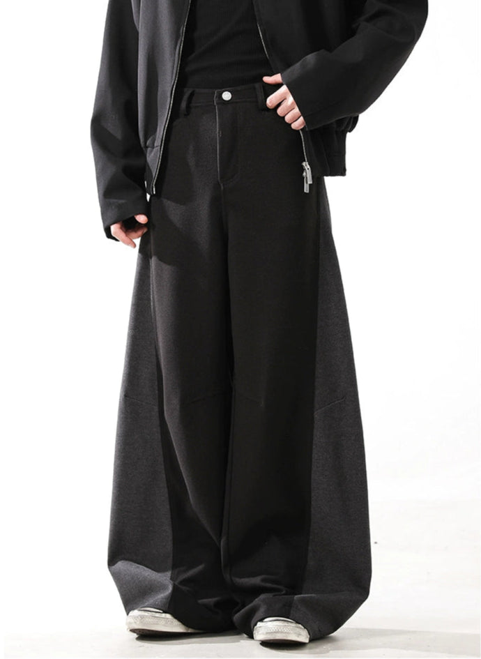 Retro Woolen Stitched Slacks Wide-Leg Pants