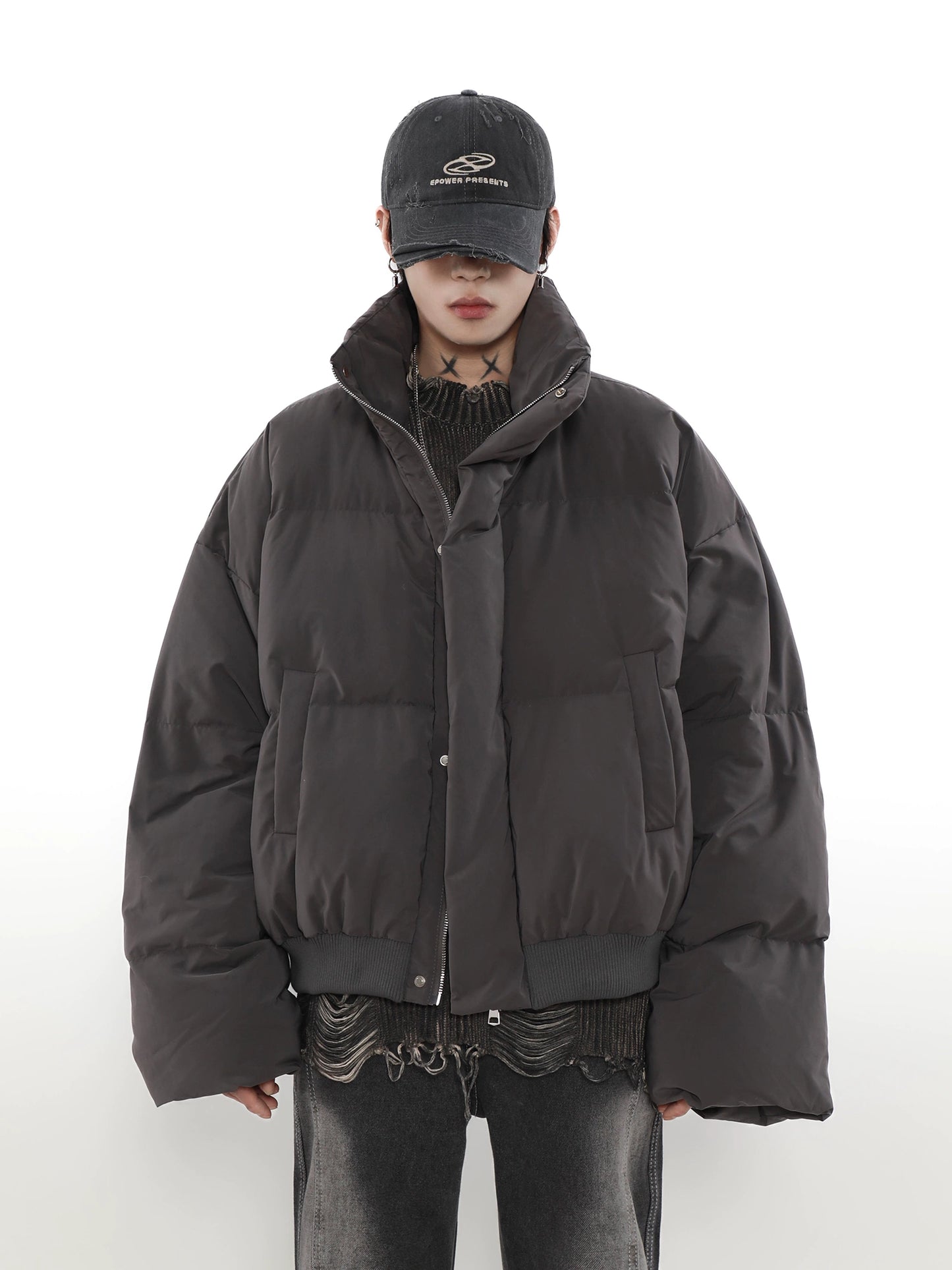 Stand-Up Collar Boxy Puffer Jacket