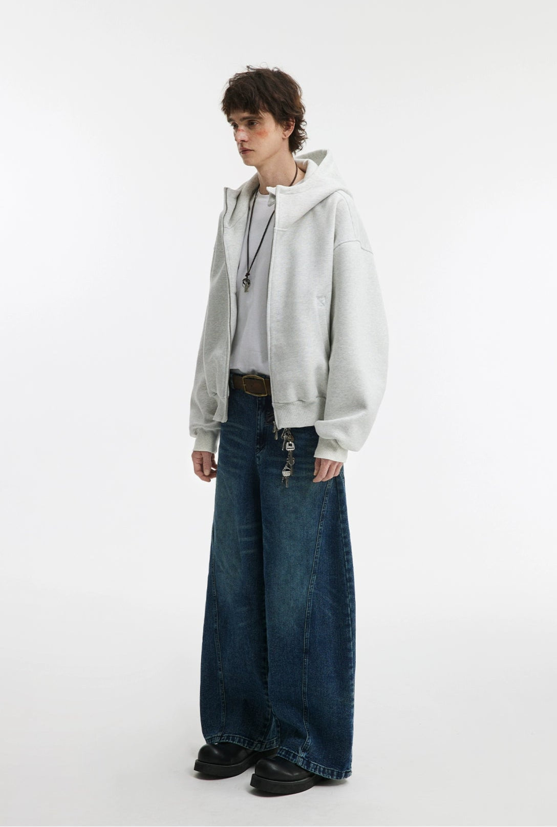 Solid Collar Heavy Weight Hoodie Jacket