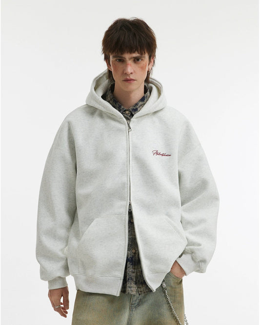 Unisex Soft Embroidered Double Zip Hoodie Jacket