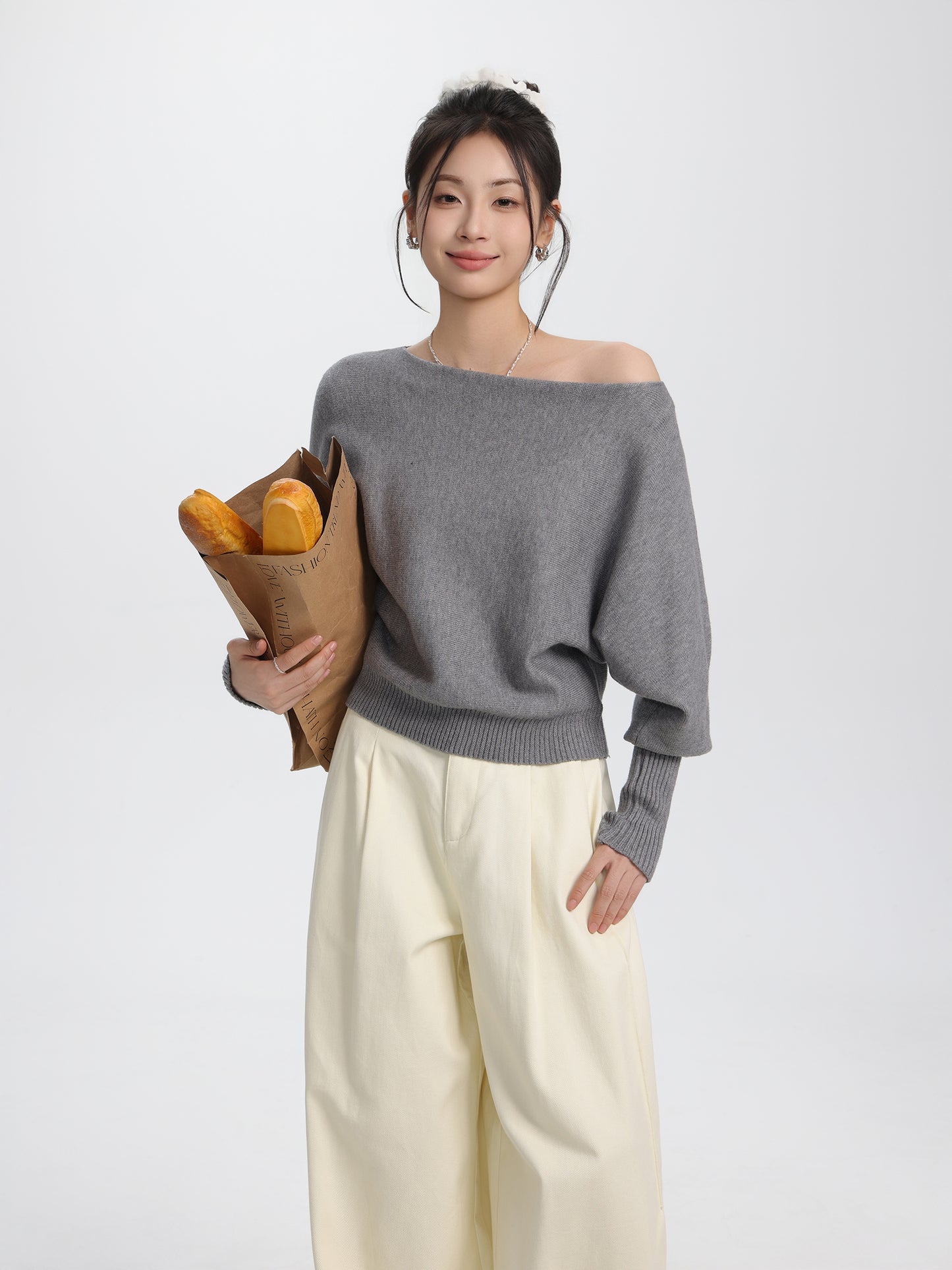 Loose Off-Shoulder Knit Sweater